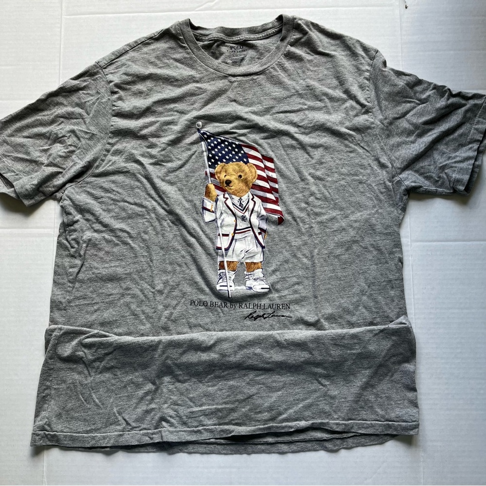 Polo Ralph Lauren Men’s XLT Patriotic Bear Heather GRAY T-shirt Tee